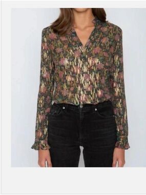 Caballero Vivienne Metallic Starlight Blouse Semi Sheer Top New S
